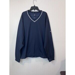 Nike Golf Windbreaker Jacket Pullover V Neck Mens Size L Navy Blue